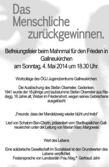 Mauthausen Komitee Gallneukirchen 4Mai 2014